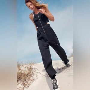 Free People Movement Mojave Overalls One Piece Zip Adjustable Strap Black Size M